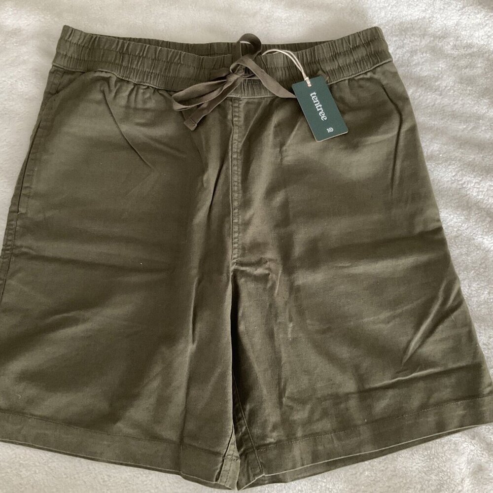 Tentree Hemp Stretch Chino Short Sz Medium Olive Night Green NWT Cotton Blend